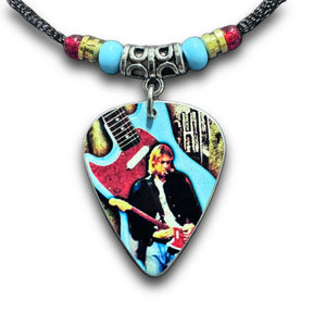 Rock n Roll Tribute aluminum guitar pick necklace - K Cobain