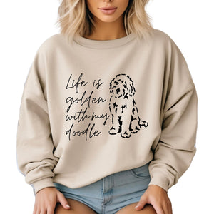 Golden Doodle Mama Women's Long Sleeve Crewneck Dog mom Sweatshirt Golden Doodle Mama Print Graphic Shirts Pullover Tops