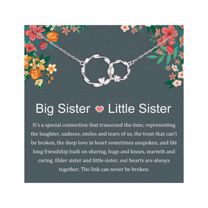 AnalysisyLove Sister Gifts, Sterling Silver Interlocking 2 Circles Necklace for Big & Little Sisters, Sister Birthday Gifts from Sisters