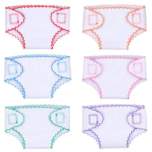 BABESIDE 6 Pcs Baby Doll Diapers for 12-15 Inch Dolls, Reusable & Washable Doll Underwear Fits Baby Dolls, Pretend Play Accessories for Girls