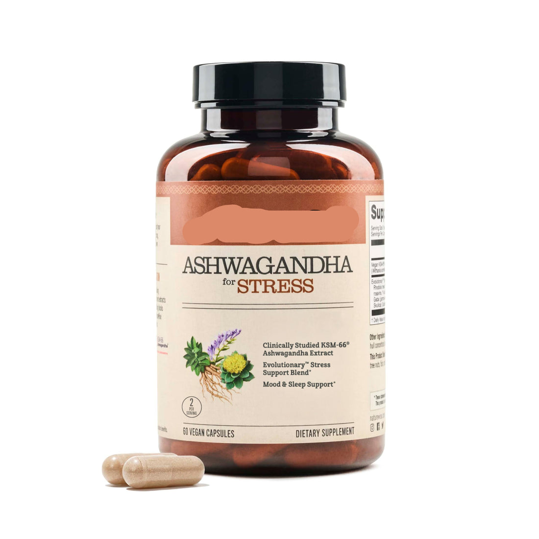Naturewise Ashwagandha supplement bottle on a white background