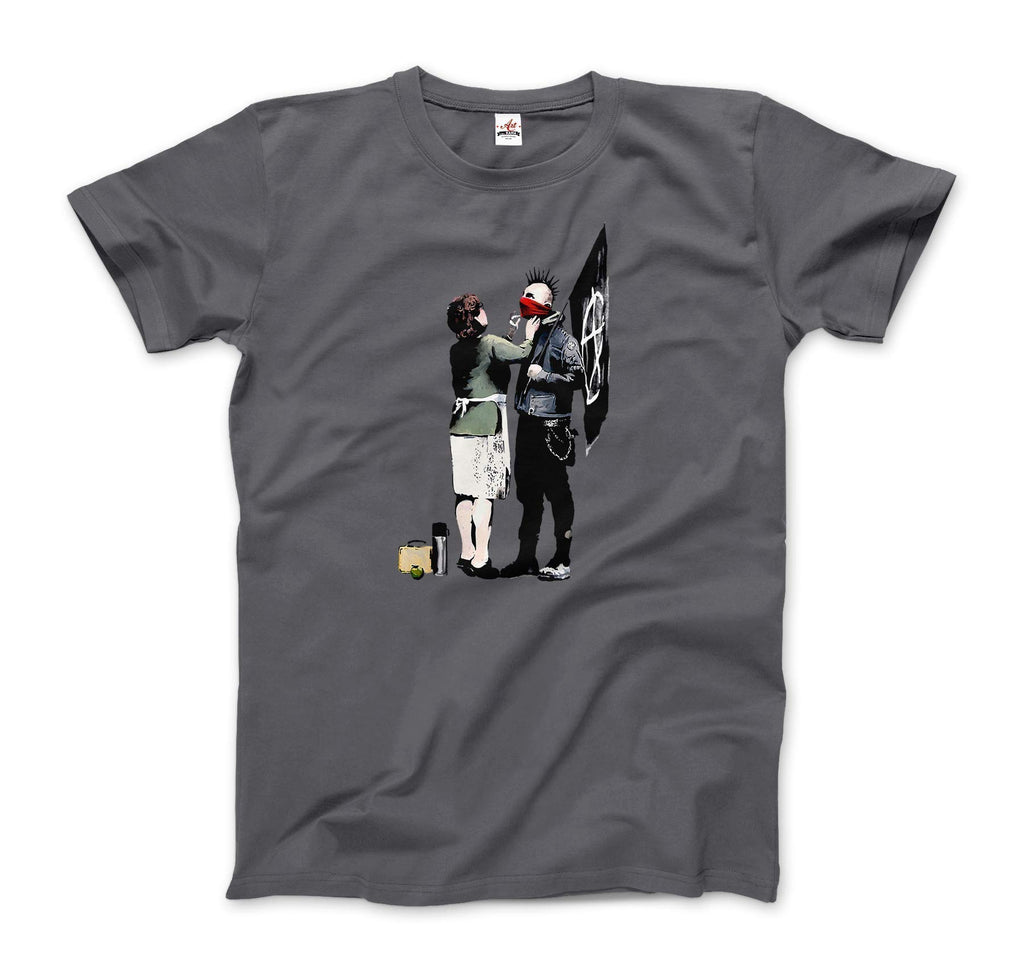Banksy - Anarchist Punk and His Mother Artwork T-Shirt (Adults, Kids, Short & Long Sleeve) White