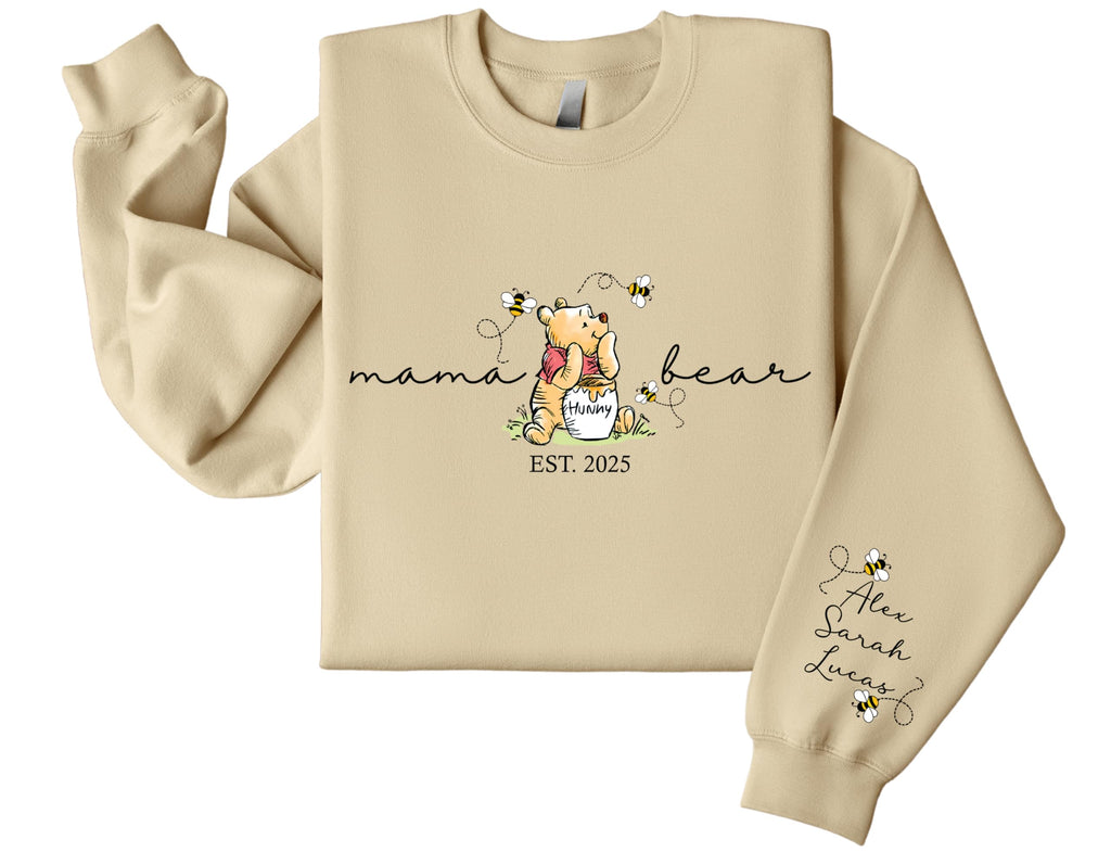 Hee-Roes Custom Mama Sweatshirt for Women Personalized Mama Bear Sweatshirt Mom Hoodie with Kids Names on Sleeve Est for Mom Sweater for Christmas