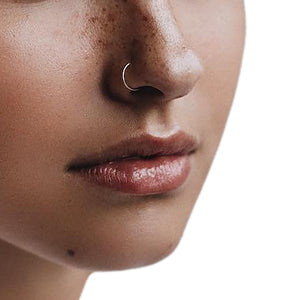 Ultra Thin 10K Real Solid Gold 0.5mm 24 Gauge Small Cartilage Piercing Nose Ring Hoop Earrings 8mm Diameter 1p