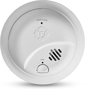 White smoke alarm with visible brand logo on a white background