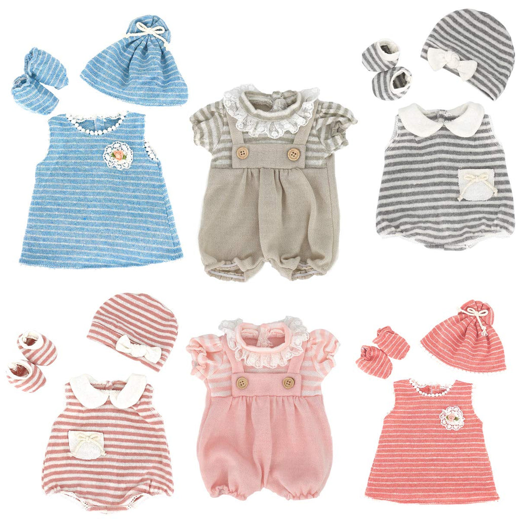 DC-BEAUTIFUL 6 Set Clothes Gift for Infant, Girl Baby, 14 Inch -18 Inch Includes Doll Outfits Dress Hat Socks, Total 14 Pcs Onesies Clothes Pajamas Costumes
