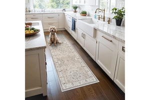 2x6 Hallway Washable Runner Rug : Vintage Soft Kitchen Laundry Runner with Non Slip Backing Farmhouse Entryway Living Room Floor Mat Stain Resistant Carpet for Bedroom Bathroom Distressed Beside Rug