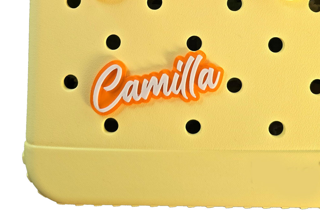 Iristy Custom name compatible with Bogg Bag, beach bag or rubber bag, Name Bag Tag Elegant styled name tag for beach bag, tote bag, rubber bag charm, bag name tag,