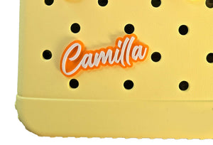 Iristy Custom name compatible with Bogg Bag, beach bag or rubber bag, Name Bag Tag Elegant styled name tag for beach bag, tote bag, rubber bag charm, bag name tag,