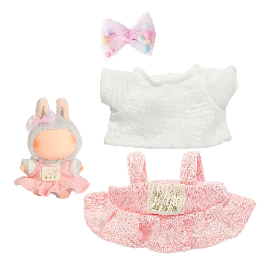 Doll Clothing for Labubu, Premium Outfits for Labubu Dressing up, Doll Accessories for Labubu with Shirt, Dress, Bow(Pink)