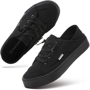 hash bubbie Women's Slip on Shoes Canvas Shoes Non Slip Fashion Canvas Sneakers for Women Low Top Loafers(Full Black.US06.5)