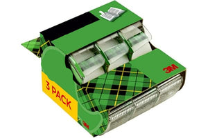 Scotch Magic Tape 3-pack with green and yellow packaging on a white background