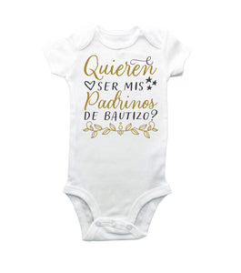 Quieren ser mis padrinos de bautizo? bodysuit - Madrina - Padrino - Padrinos - will you be my godparents - tio y tia quieren ser mis padrinos - godparents proposal - baptism - bautizo
