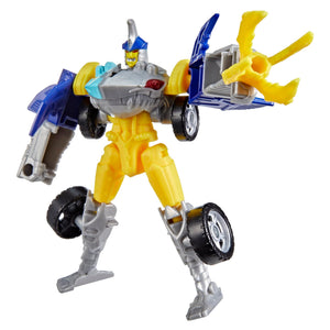 Transformers CYBERWORLD Sky-Byte Cyber Changers 4-Inch Action Figure, Quick Change to Car Mode, Robot Toys for Boys and Girls 6 and Up