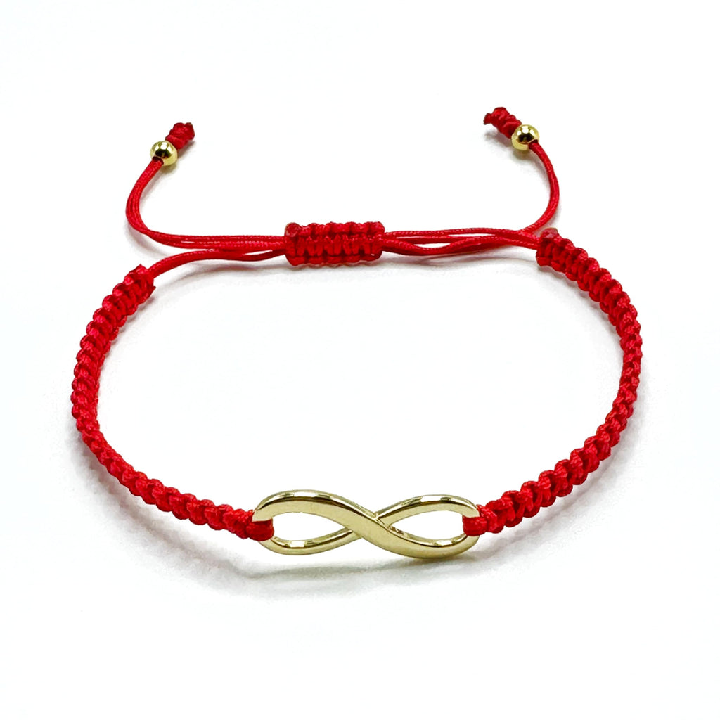 HANDYLUXE Handmade Infinity Symbol Macrame Bracelet – Adjustable Red Cord Bracelet 18K Gold Infinity Charm – Unisex Friendship Bracelet