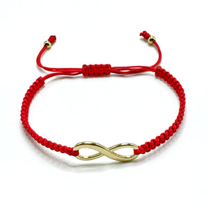 HANDYLUXE Handmade Infinity Symbol Macrame Bracelet – Adjustable Red Cord Bracelet 18K Gold Infinity Charm – Unisex Friendship Bracelet