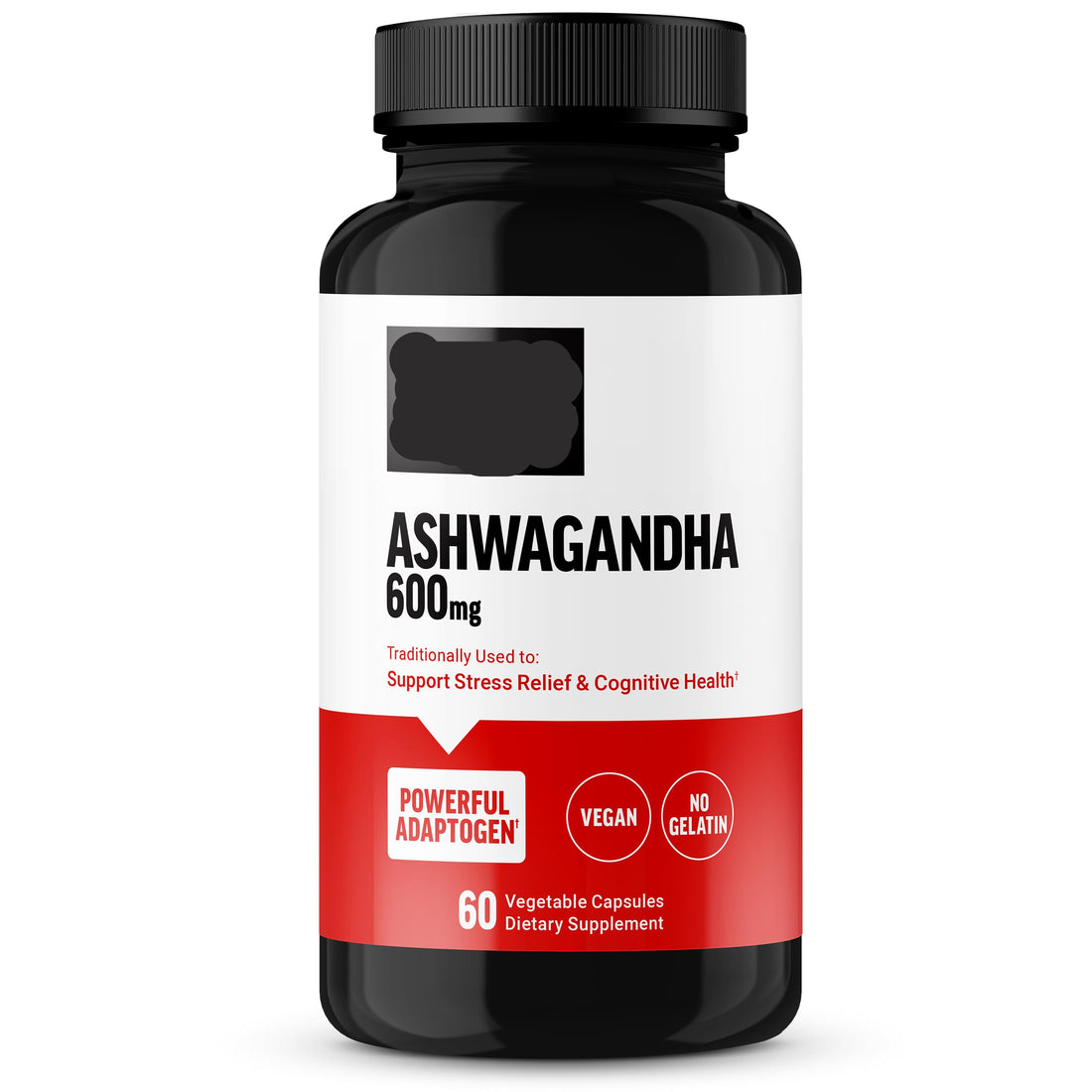 Force Factor Ashwagandha supplement bottle on a white background