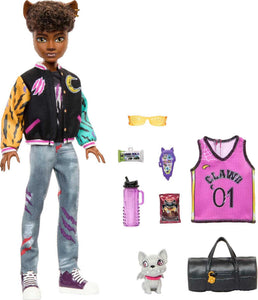Monster High Doll, Clawd Wolf Doll with Pet Gargoyle Bulldog and Themed Accessories
