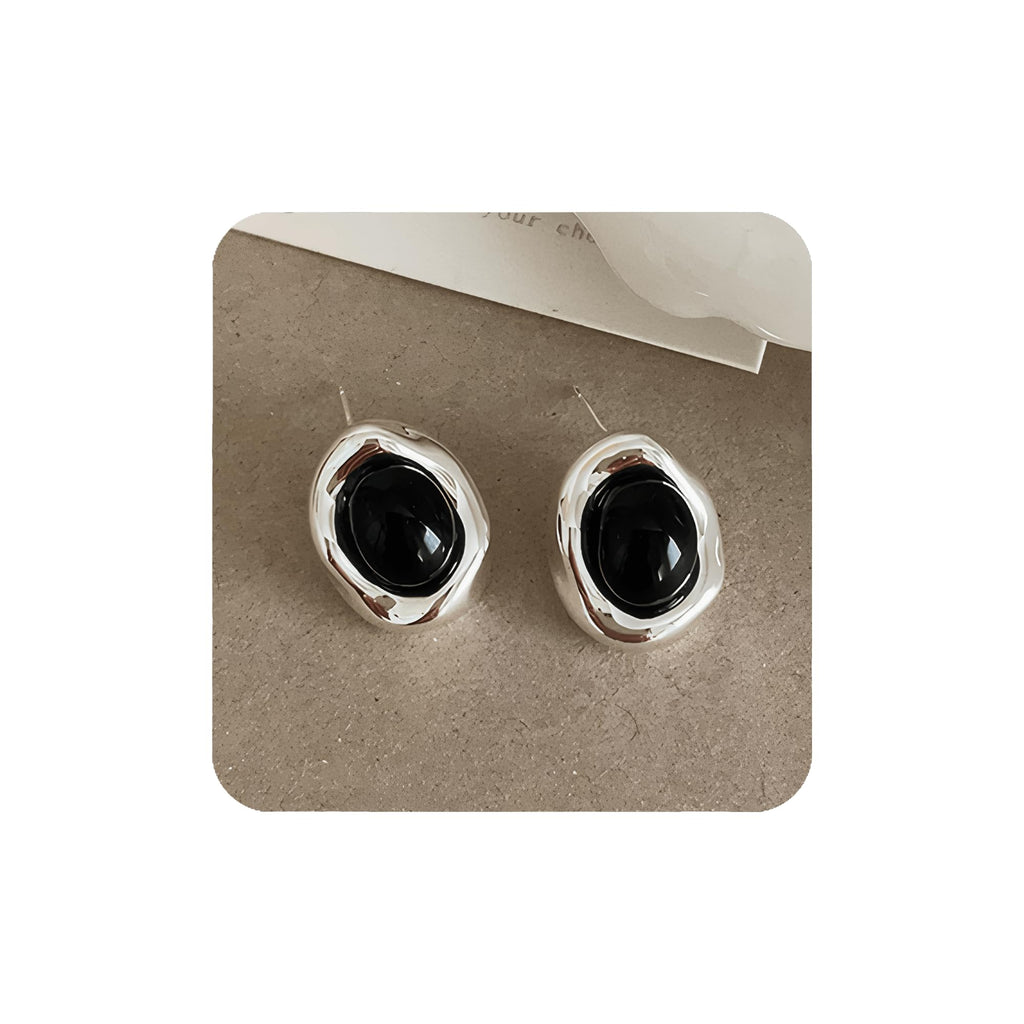 Genuine Black Onyx Stud Earrings for Women, Hypoallergenic Stud Earrings with Sterling Silver Posts, Handmade Minimalist Onyx Jewelry