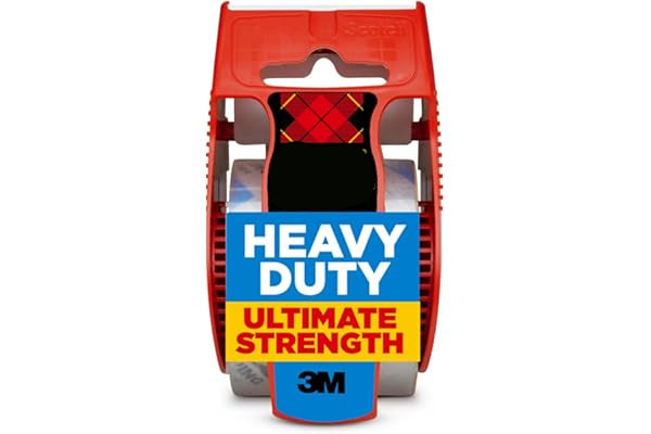 Scotch Heavy Duty Packaging Tape with red dispenser on a white background