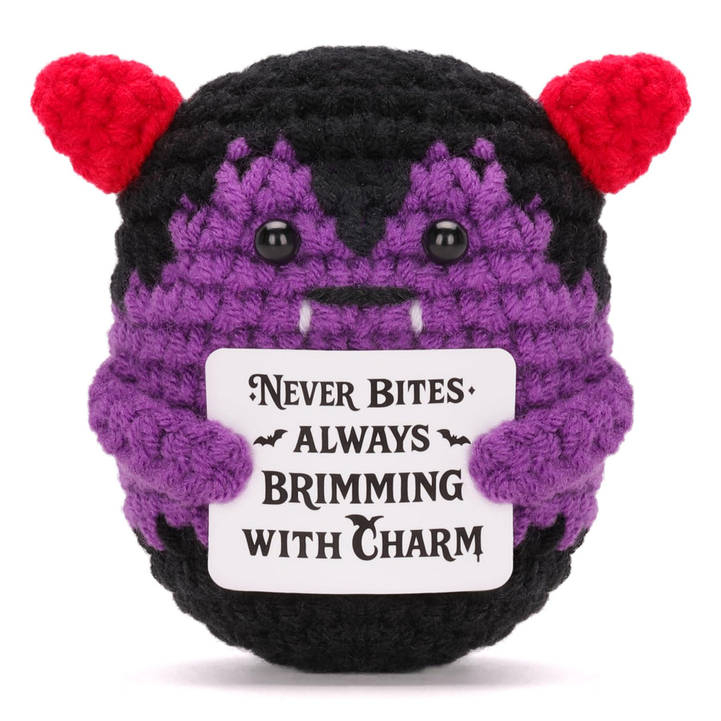 Halloween Vampire Plush Doll, Cute Crochet Vampire for Halloween Decorations Party Favor Spooky Gift (Purple)