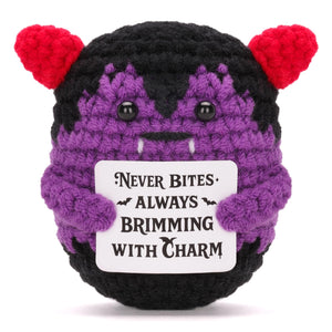 Halloween Vampire Plush Doll, Cute Crochet Vampire for Halloween Decorations Party Favor Spooky Gift (Purple)