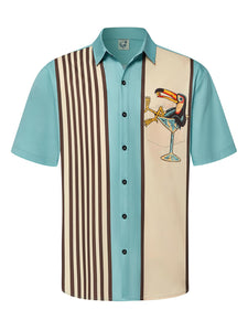 Hardaddy Men's Vintage Bowling Shirt Short Sleeve Button Down Hawaiian Summer Beach Printed Casual Shirts Green-10 L