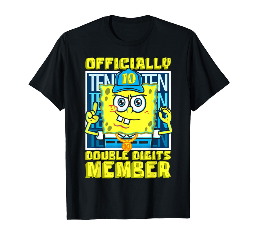 Mademark x SpongeBob SquarePants - SpongeBob Officially Double Digits Member Boys 10th Birthday T-Shirt
