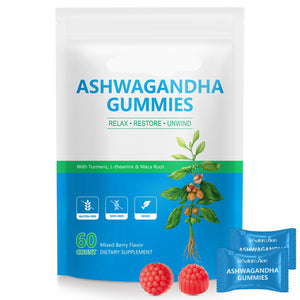 NatureZian Ashwagandha Gummies packaging with gummies on a white background
