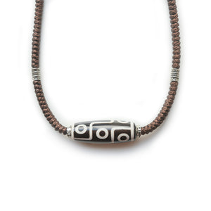 Tibetan Dzi Bead Buddha Necklace for Men & Women, Buddhist Protection Beads Pendant, Spiritual Lucky Amulet, Buddhism Meditation Prayer Jewelry