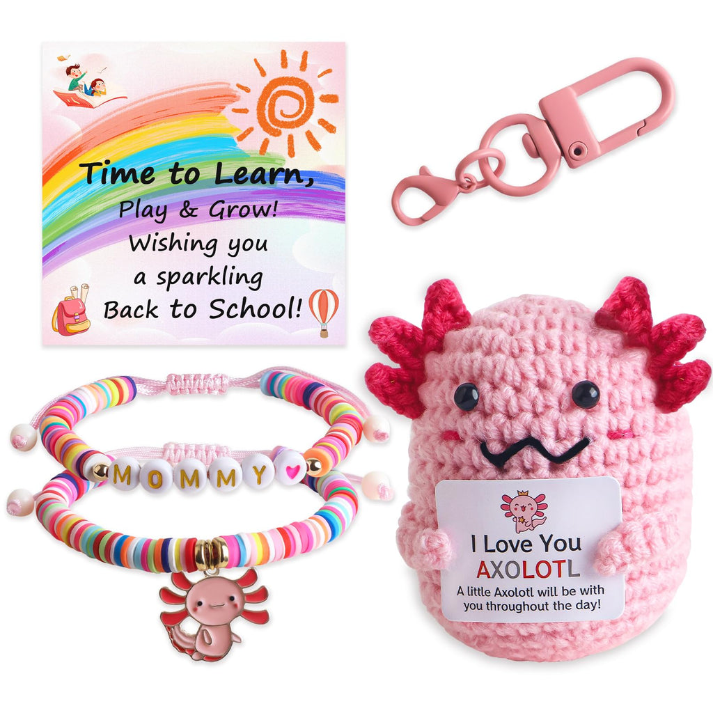 JIANZHEN First Day of Kindergarten Gifts Ideas Axolotl Stuff Bracelet Gifts Positive Support Animals and Back to School Jewelry for Gir Daughter Granddaughter Niece