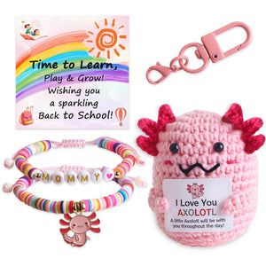 JIANZHEN First Day of Kindergarten Gifts Ideas Axolotl Stuff Bracelet Gifts Positive Support Animals and Back to School Jewelry for Gir Daughter Granddaughter Niece