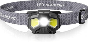 LED headlight with gray strap on a white background