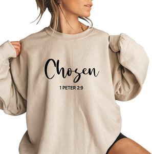 Chosen 1 Peter 2:9 Sweatshirt, Christian Sweat, Church unisex outfit, Peter 2-9 tee Sand