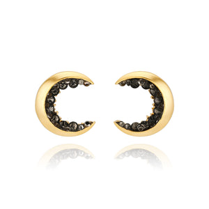 Gold Plated Crescent Moon Stud Earrings