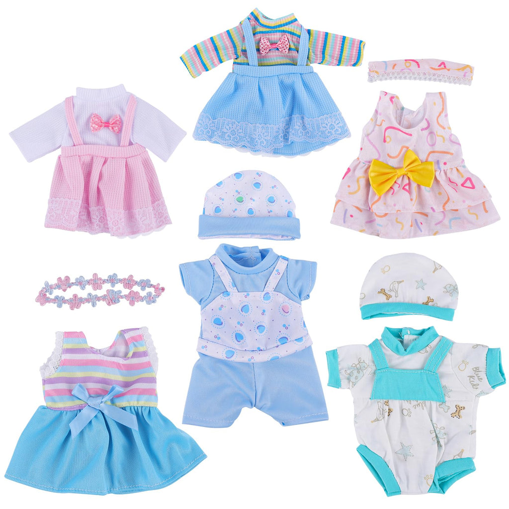BABESIDE 6 Pcs Alive Baby Doll Clothes Set – Bitty Doll Clothes for 8-10 Inch Dolls & Toys, Cute Pretend Play Doll Outfits,Pretend Play Accessories for Girls Age 3+ (No Dolls)