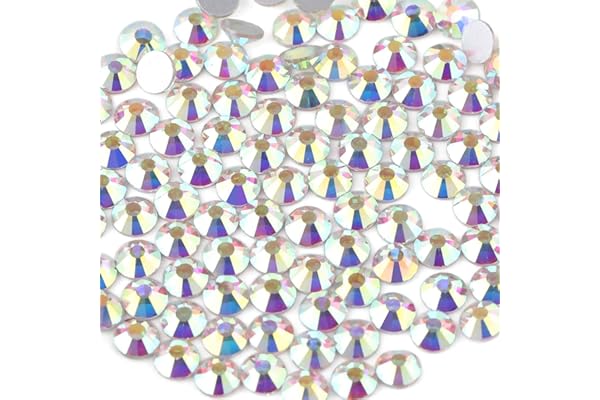 beadsland Flat Back Crystal Rhinestones Round Gems for Nail Art and Craft Glue Fix, CrystalAB (4.6-4.8mm) SS20/1440pcs