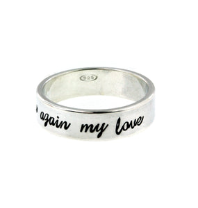 By Hannah Design Personalized Sterling Silver Band Ring - Genuine 925 Sterling Silver