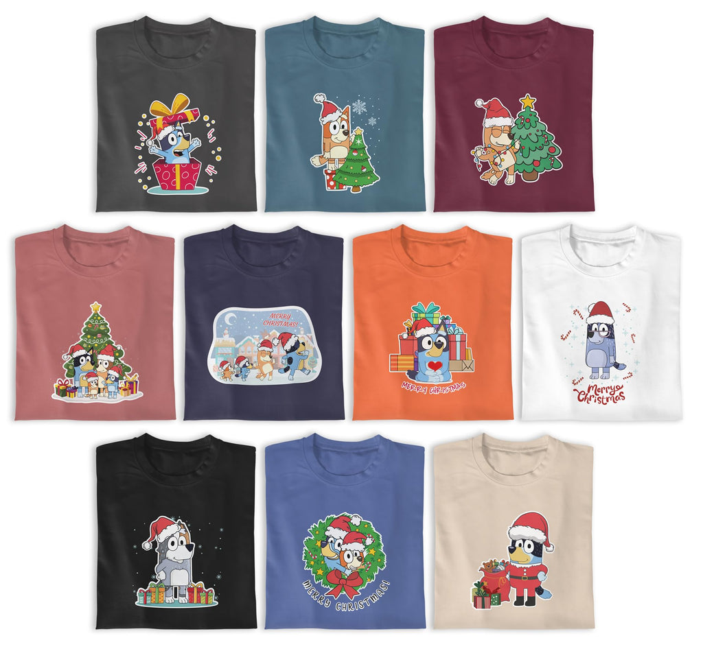 Personalized Christmas Family Shirt, Christmas Sweatshirts, Matching Cartoon Shirt for Kids Toddler and Adult, Christmas Costume for All Family Members Blue