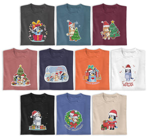Personalized Christmas Family Shirt, Christmas Sweatshirts, Matching Cartoon Shirt for Kids Toddler and Adult, Christmas Costume for All Family Members Blue