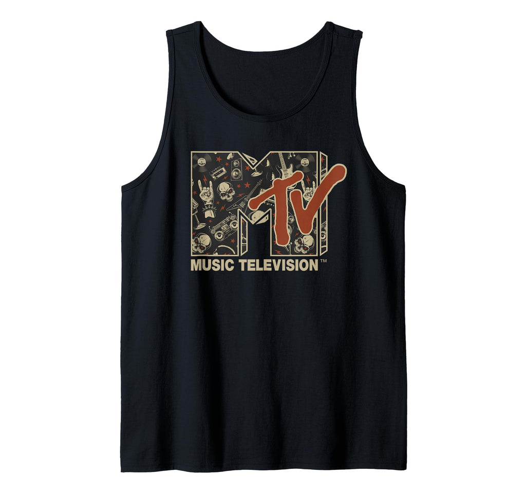MTV Rock n Roll Music Hard Heavy Metal Skull Guitar Vintage Tank Top