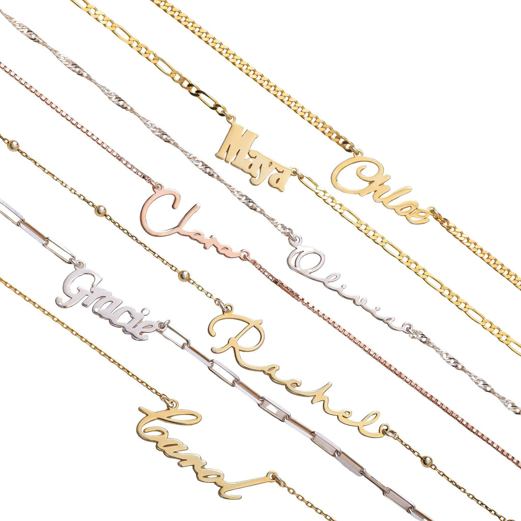 Custom Name Necklace with Birthstone, Dainty Name Necklace Silver, Personalized Name Necklace for Women Sterling Silver 925K