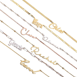 Custom Name Necklace with Birthstone, Dainty Name Necklace Silver, Personalized Name Necklace for Women Sterling Silver 925K