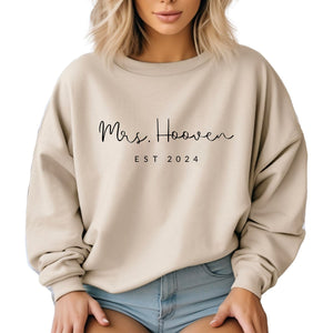 Mrs Sweatshirt - Custom est Mrs Sweatshirt - New Mrs - Honeymoon Pajamas - Wedding Gift - Future Mrs. Gift Multi Colors