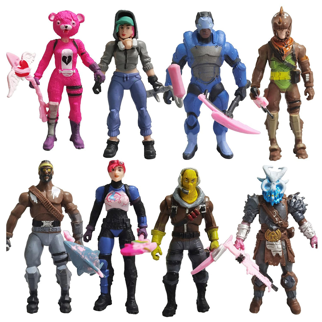 8pcs Video Game Action Figures with Weapons Toy Figure Set Cake Toppers for Children's Birthday Party Decor Fans Gifts