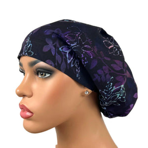 DK Scrub Hats, Surgical Cap, Euro Scrub Hat, Nurse Scrub Hat, Hospital Bonnet, Midnight Floral