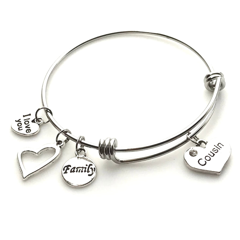 Pammytail Cousin Charm Bracelet Stainless Steel Expandable Bangle