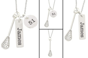 DistinctlyIvy Lacrosse Stick Necklace Team Gift - Engraved Jewelry - Add Custom Name Number - DGR-12MM1INBAR