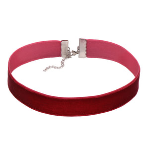 Paialco 3/4" Wine Red Velvet Ribbon Gothic Choker Necklace 12-15 Inches, Basic Plain Belt