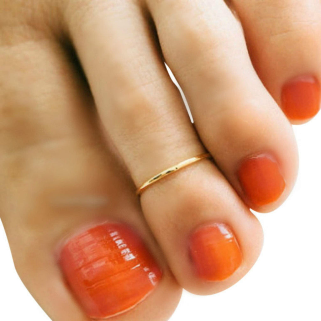 14k Gold Filled Toe Ring – 1mm Thin Plain Band, Minimalist Gold Ring Guard for Women